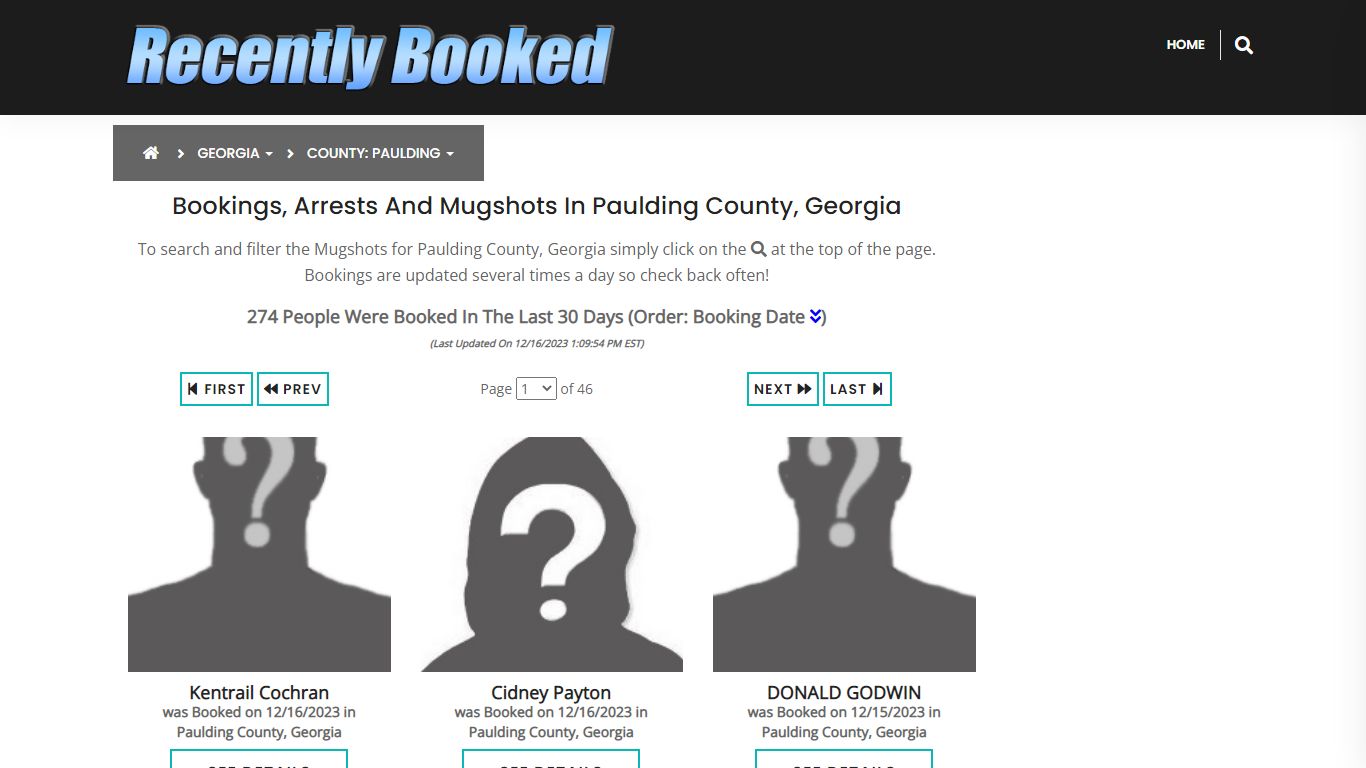 Bookings, Arrests and Mugshots in Paulding County, Georgia