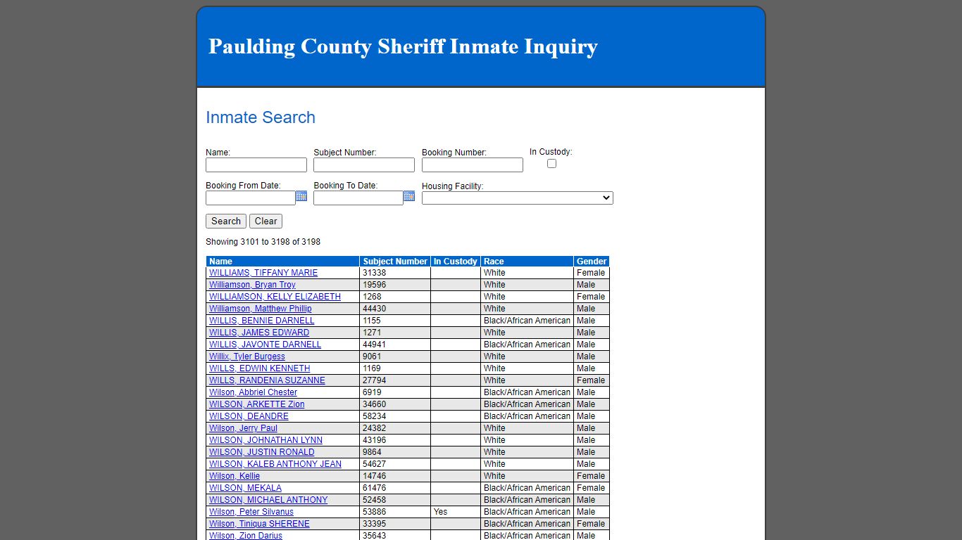 Inmate Search - Paulding County, Georgia